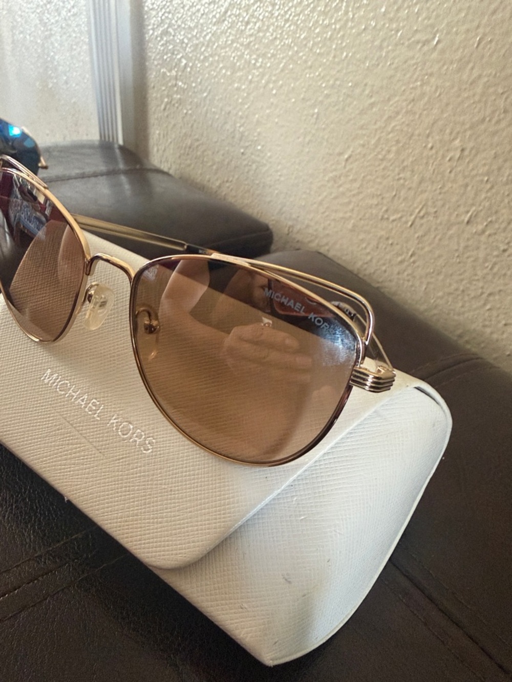 Michael Kors Gold Metal Cat Eye Sunglasses with Brown Gradient Lenses - Picture 6 of 7